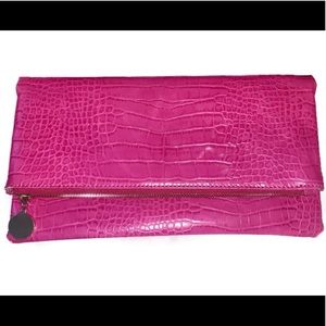 Hot Pink Crocodile Clutch